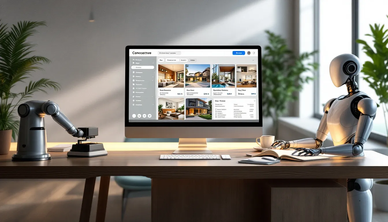 Concierge moderne utilisant une technologie d'automatisation pour une gestion efficace des services.