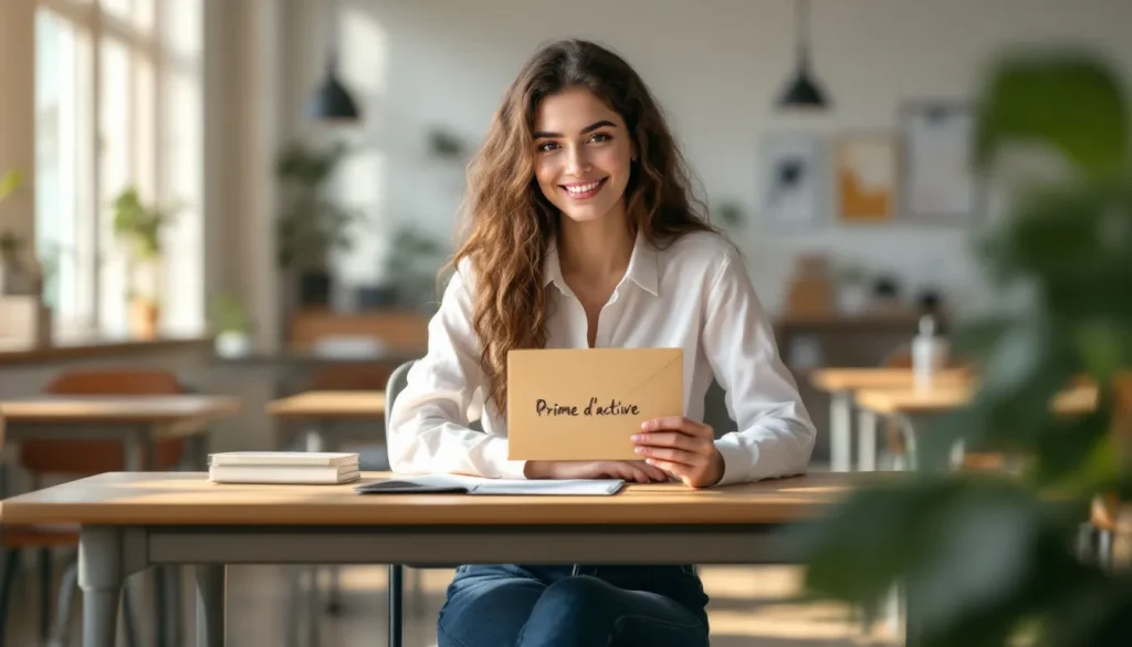 Jeune femme réfléchissant à sa prime d'activité.