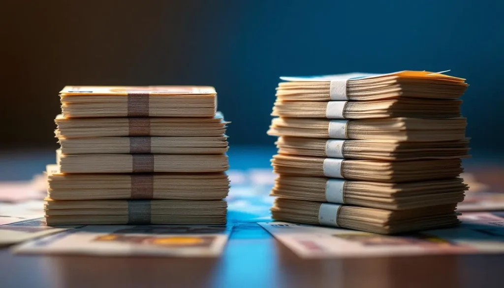 Visualisation des écarts salariaux représentés en différentes devises.