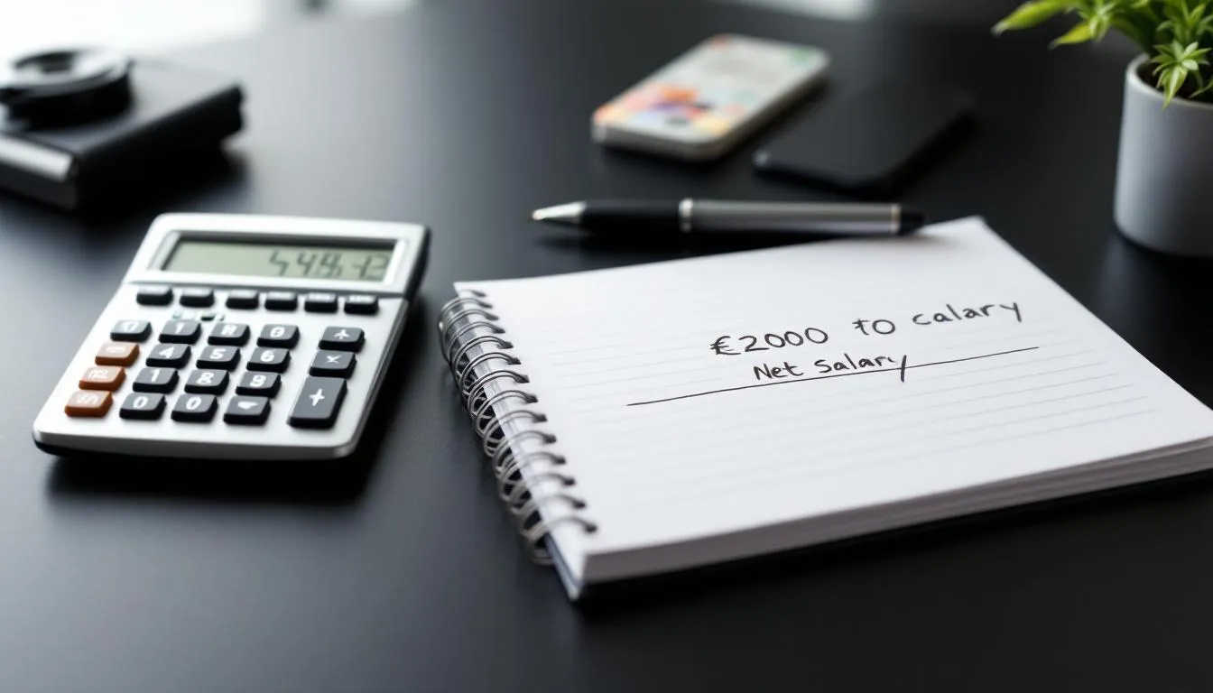 Calcul d'un salaire net avec des chiffres et des formules explicatives.