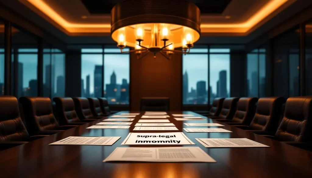 Salle de négociation animée avec des professionnels échangeant des idées autour d'une table.